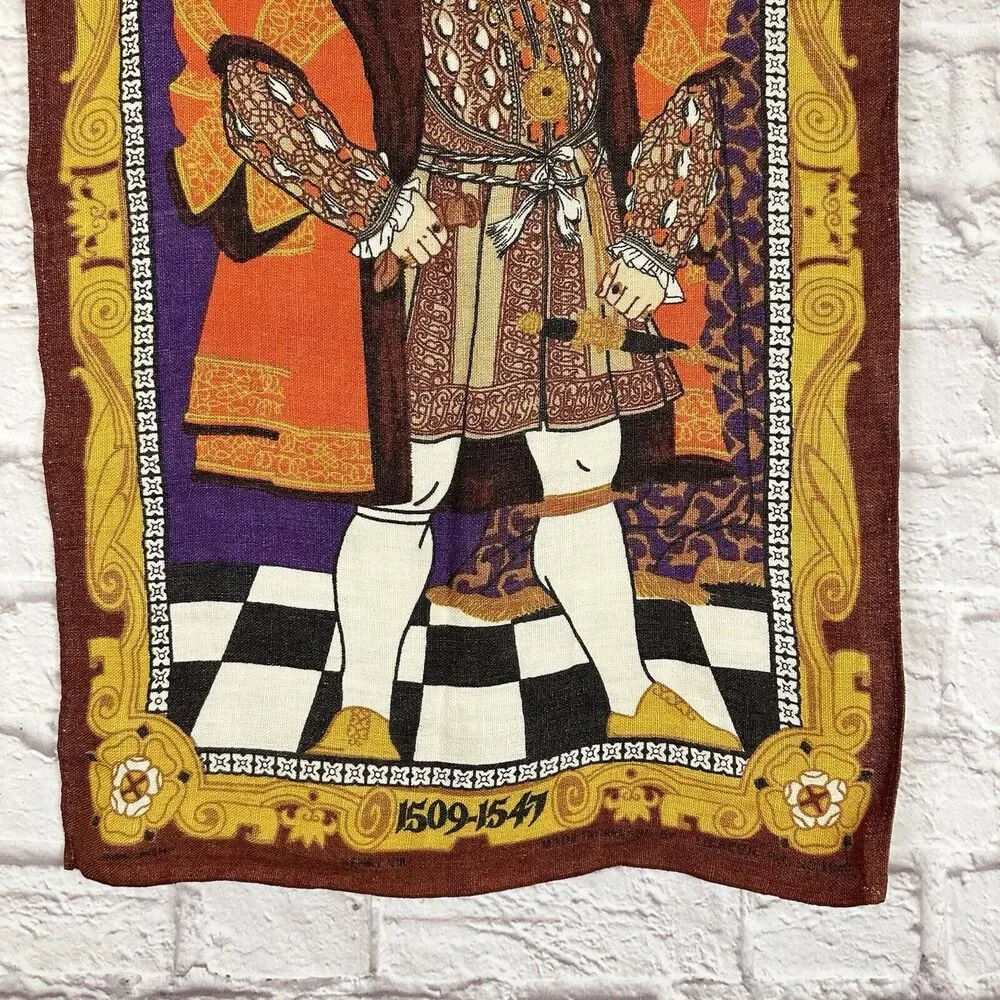 King Henry VIII England Vintage Ulster Irish Linen Kitchen Tea Towel History